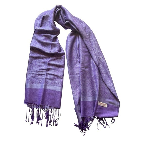 Elegant Purple silk Pashmina Scarf - Picture 1 of 6